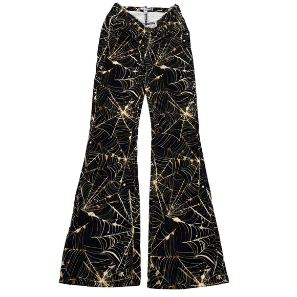 Urban Outfitters Spider Web Print Ruched V-Front Pant  26 - Picture 1 of 14